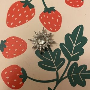 Dancing White Topaz Starburst Pendant with Diamonds in Sterling Sliver